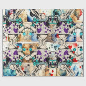 Papier Cadeau Alice au pays des merveilles lapin blanc violet (Plat)