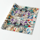 Papier Cadeau Alice au pays des merveilles lapin blanc violet (Déroulé)