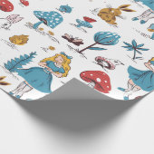 Papier Cadeau Alice au pays des merveilles Lapin Champignons rou (Coin)