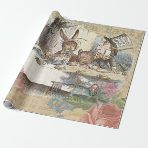 Papier Cadeau Alice au pays des merveilles Mad Tea Party Art