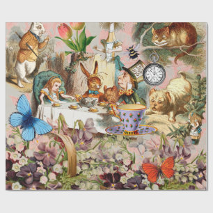 Papier Cadeau Alice au pays des merveilles Tea Party Art