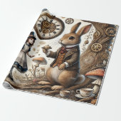 Papier Cadeau Alice au pays des merveilles Thé Art lapin blanc (Déroulé)