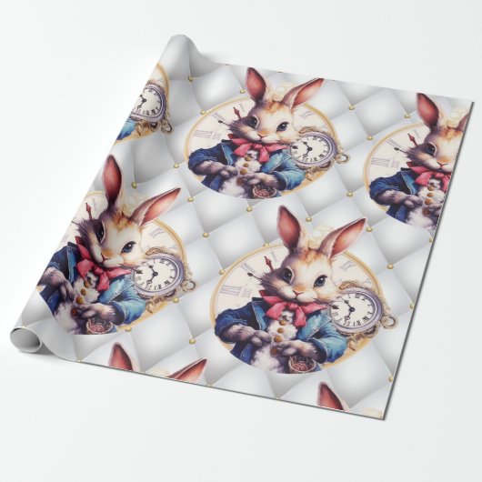 Papier Cadeau Alice Au Pays Des Merveilles Thème Mariage Lapin (Déroulé)