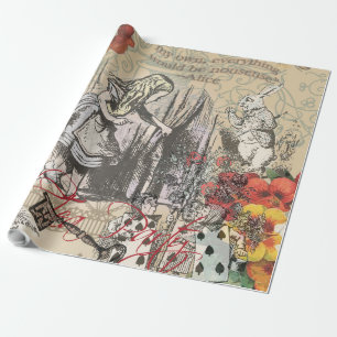 Papier Cadeau Alice Aventures Merveilleux Rideau Classique Art