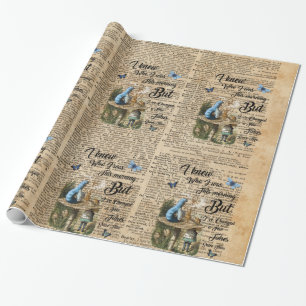 Papier Cadeau Alice, champignon et Jin, art vintage de