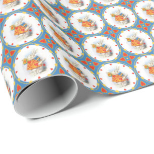 Papier Cadeau Alice chez le lapin de blanc du pays des