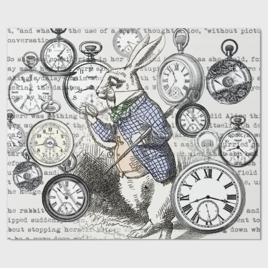 Papier Cadeau Alice de lapin blanc au pays des merveilles (Plat)
