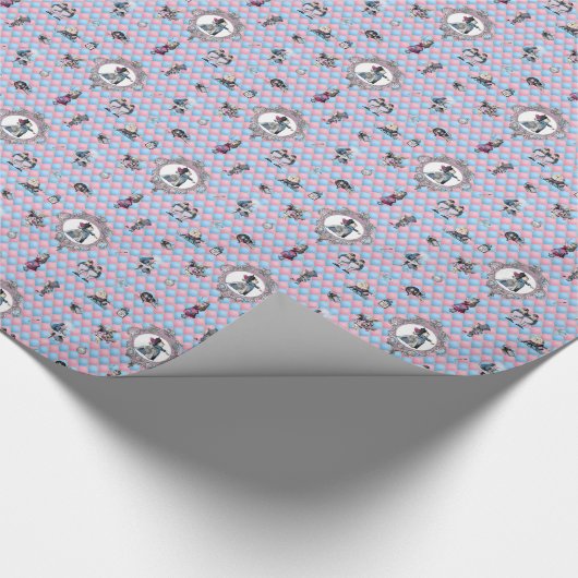 Papier Cadeau Alice en Wonderland hiver sur Arrière - plan rose/ (Coin)