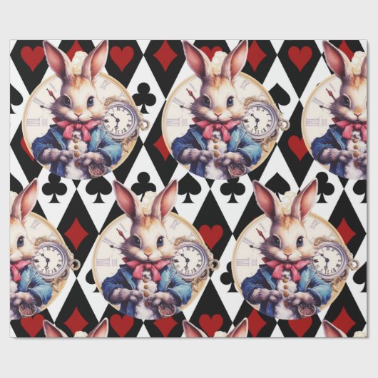 Papier Cadeau Alice In Wonderland Rabbit and Card Thème (Plat)