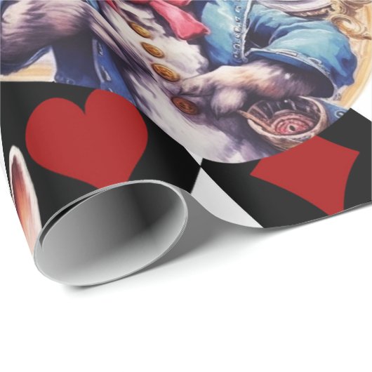 Papier Cadeau Alice In Wonderland Rabbit and Card Thème (Coin rond)