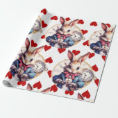 Papier Cadeau Alice In Wonderland Rabbit and Hearts (Déroulé)