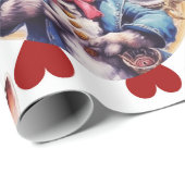 Papier Cadeau Alice In Wonderland Rabbit and Hearts (Coin rond)