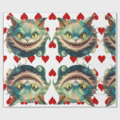 Papier Cadeau Alice In Wonderland Thème Chat et Coeurs (Plat)