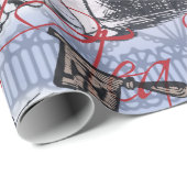 Papier Cadeau Alice nonsense rideau merveilleux - Bleu (Coin rond)