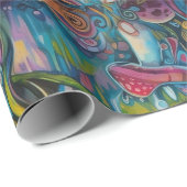 Papier Cadeau Alice psychédélique au pays des merveilles Thème d (Coin rond)