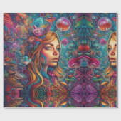 Papier Cadeau Alice psychédélique au pays des merveilles Thème f (Plat)