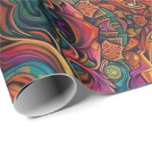 Papier Cadeau Alice psychédélique au pays des merveilles Thème f (Coin rond)