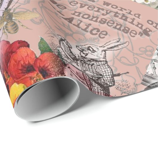 Papier Cadeau Alice rideau absurde merveilleuse (Coin rond)
