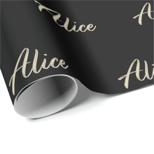 Papier Cadeau Alice white gold Handwriting Geschenkpapier (Coin rond)
