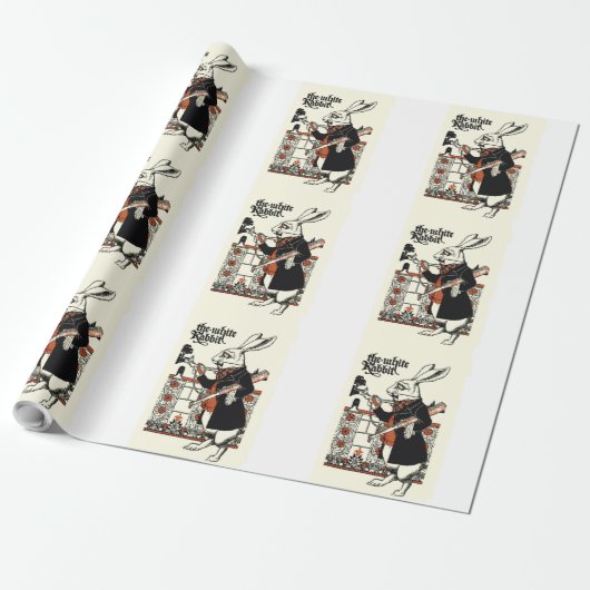 Papier Cadeau Alice White Rabbit Classic Wonderland (Déroulé)