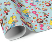 Papier Cadeau Alice Wonderland Mad Hatter Cat Doodle (Coin rond)