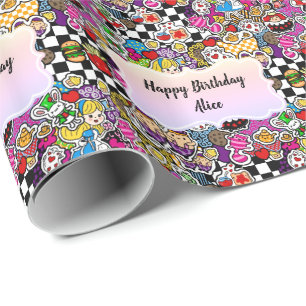 Papier Cadeau Alice's Wonderland Mad Hatter Tea Party INVITATION