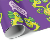 Papier Cadeau alien à deux têtes en difficulté pour savoir qui e (Coin rond)