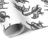 Papier Cadeau Alien créatures danser motif (Coin rond)