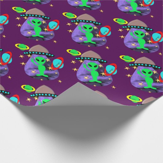 Papier Cadeau Alien Dans l'espace extra-atmosphérique amusant En (Coin)