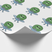 Papier Cadeau Alien dans son petit vaisseau spatial (Coin)