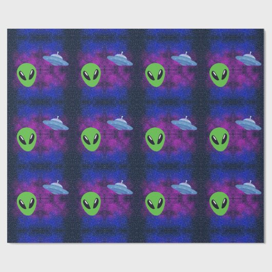 Papier Cadeau Alien de l'espace (Plat)