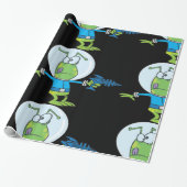 Papier Cadeau Alien drôle avec Ray Gun Sci-Fi Space Invader (Déroulé)