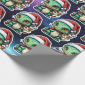 Papier Cadeau Alien et chat mignons dans l'espace (Coin)