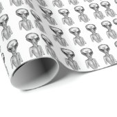 Papier Cadeau Alien gris (Coin rond)