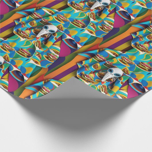 Papier Cadeau Alien mangeant Tacos Wrapper Papier (Coin)