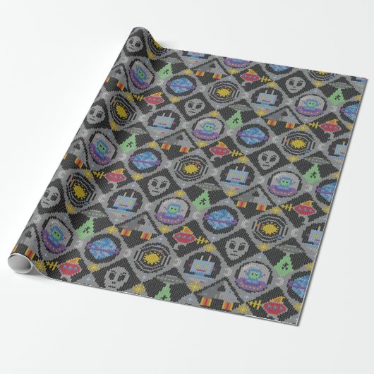 Papier Cadeau Alien mignon (Déroulé)