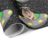 Papier Cadeau Alien UFO Leonberger (Coin rond)