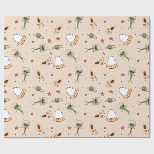 Papier Cadeau Alien vert (Plat)