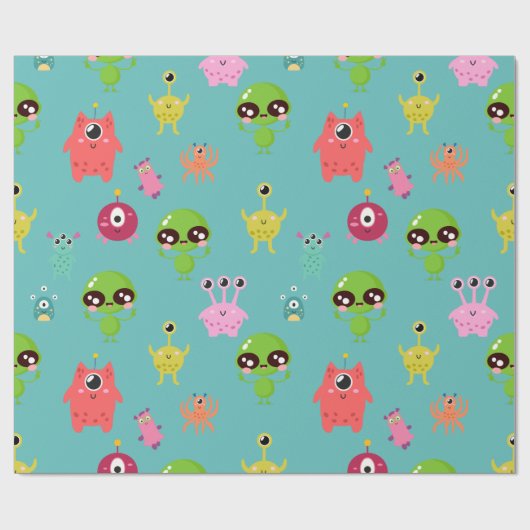 Papier Cadeau Aliens Space Cute (Plat)