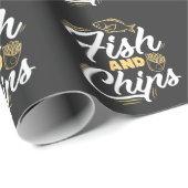 Papier Cadeau Alimentation du poisson et des chips Alimentation  (Coin rond)