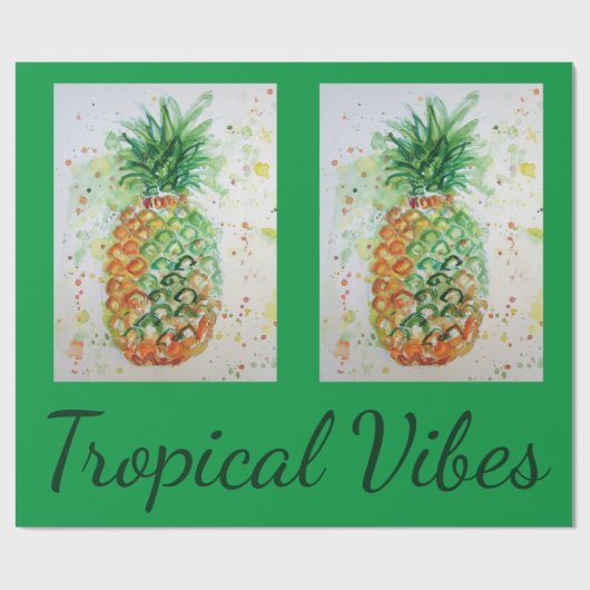 Papier Cadeau Alimentation en ananas Vibes tropicales Vibes oran (Plat)