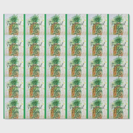 Papier Cadeau Alimentation en ananas Vibes tropicales Vibes oran (Plat)