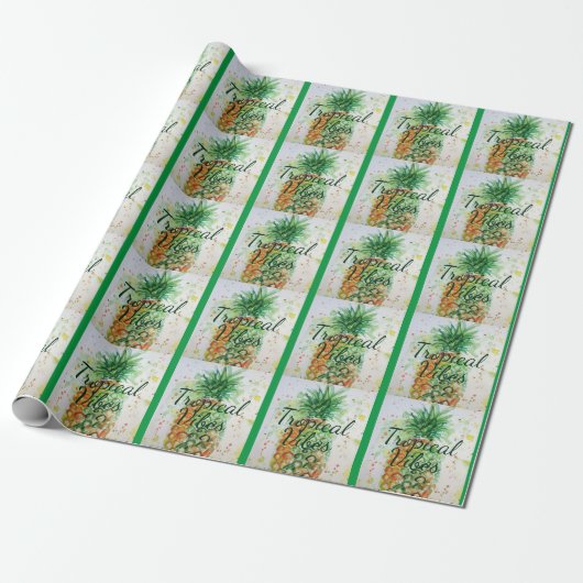 Papier Cadeau Alimentation en ananas Vibes tropicales Vibes oran (Déroulé)