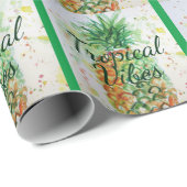 Papier Cadeau Alimentation en ananas Vibes tropicales Vibes oran (Coin rond)