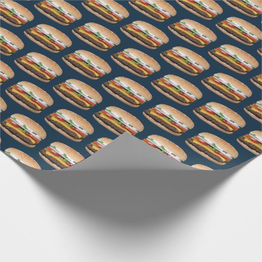 Papier Cadeau Alimentation Fromage à thème BBQ Hamburger grillé (Coin)