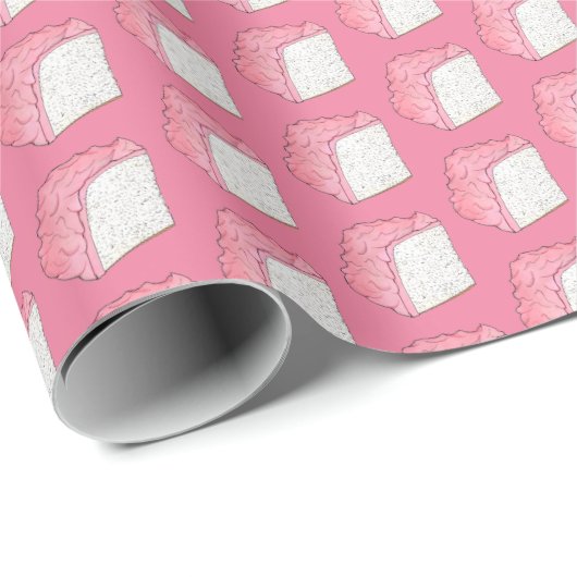 Papier Cadeau Aliments Angel rose Éponge Gâteau Tranches Cuisson (Coin rond)