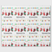 Papier Cadeau All Is Bright Christmas Nom personnalisé (Plat)