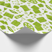Papier Cadeau All The Symbols For Passover In Green  (Coin)