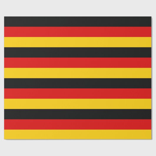 Papier Cadeau Allemagne : bandes dorées rouges noirs (Plat)