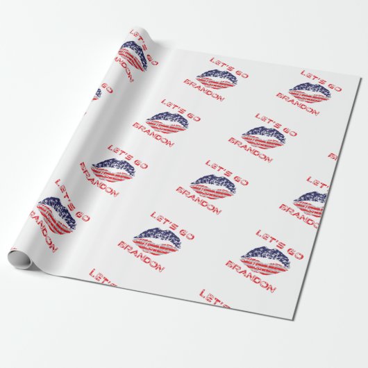 Papier Cadeau Allez Brandon Joe Biden Drapeau Trouvé Kiss (Déroulé)